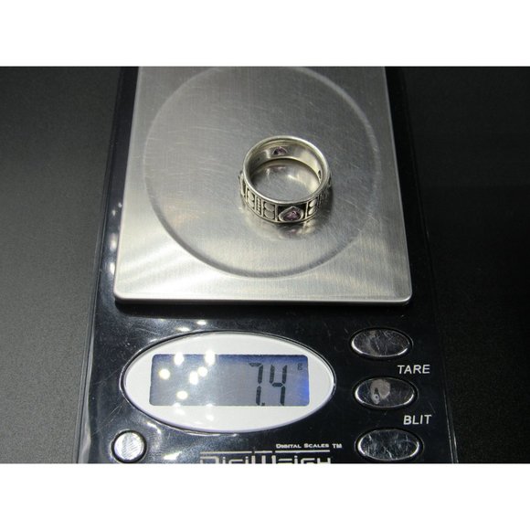 Size 6.25 Sterling Silver Pink Topaz Heart Gemstones Band Ring - Picture 8 of 8